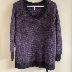 Free People Textured Purple and Black Sweater